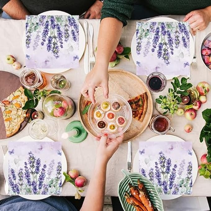 FLORAL SPRING BLOOM EASTER NAPKINS80PCS PAPER NAPKINS SPRING DECORATIONS FLOWERS LAVENDER NAPKINS SERVIETTES FOR AFTERNOON TEA PARTY BIRTHDAY ENGAGEMENT BABY SHOWER BRIDAL 33X33CM - Image 5